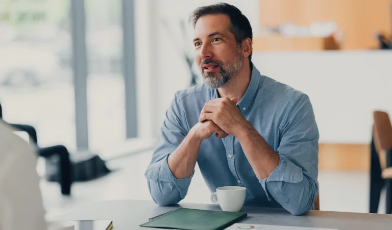 business man at a meeting in a cafe