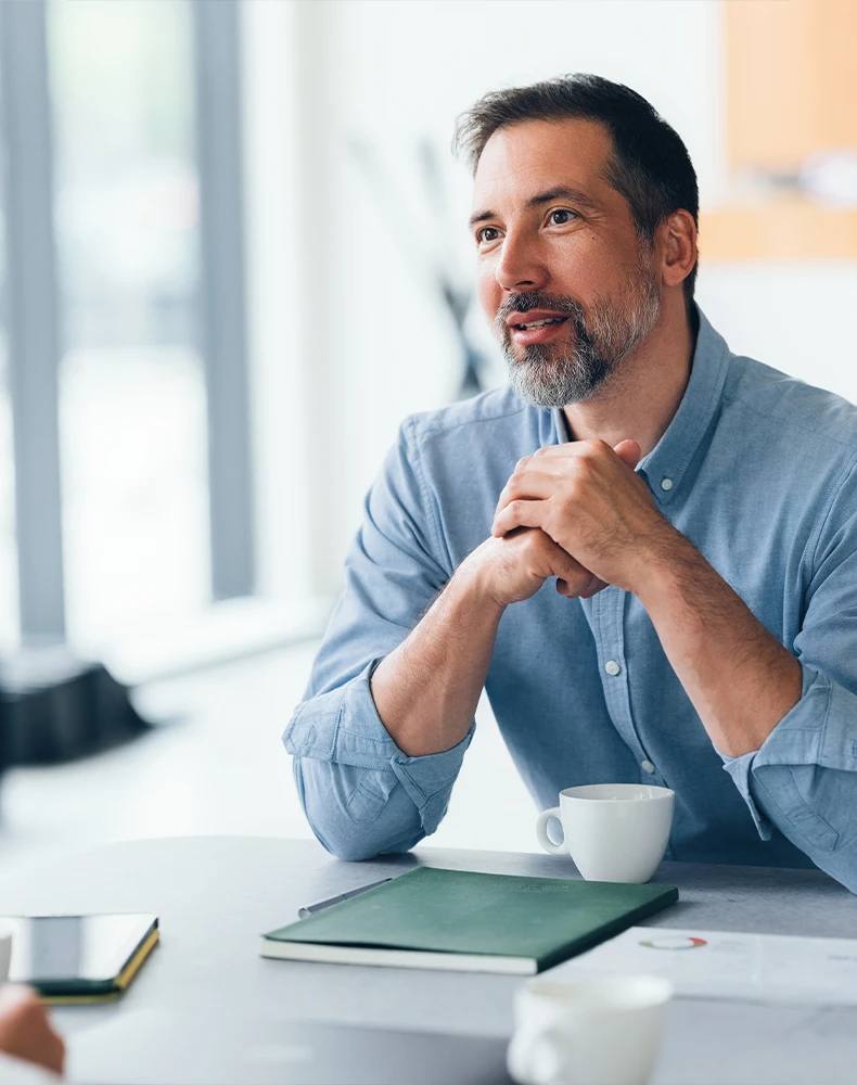 business advisor at a meeting in a cafe